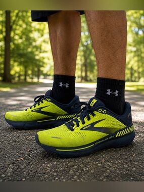 Brooks Adrenaline GTS 22 Running Shoes Lime Navy Men’s 8 D Stability